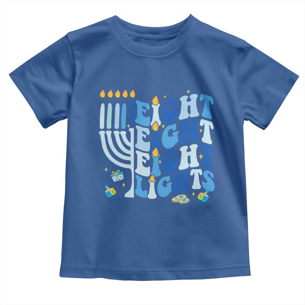 Happy Hanukkah Toddler T Shirt Retro Groovy Eight Nights and Eight Lights - Wonder Print Shop