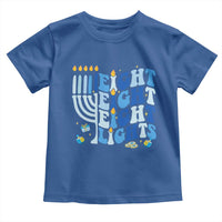 Happy Hanukkah Toddler T Shirt Retro Groovy Eight Nights and Eight Lights - Wonder Print Shop
