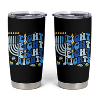 Happy Hanukkah Tumbler Cup Retro Groovy Eight Nights and Eight Lights - Wonder Print Shop