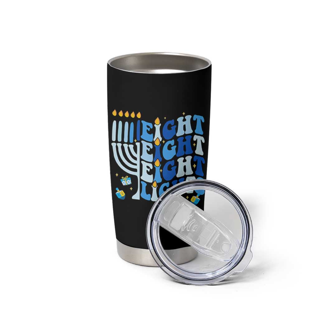 Happy Hanukkah Tumbler Cup Retro Groovy Eight Nights and Eight Lights - Wonder Print Shop