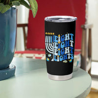 Happy Hanukkah Tumbler Cup Retro Groovy Eight Nights and Eight Lights - Wonder Print Shop