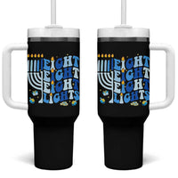 Happy Hanukkah Tumbler With Handle Retro Groovy Eight Nights and Eight Lights - Wonder Print Shop