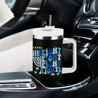 Happy Hanukkah Tumbler With Handle Retro Groovy Eight Nights and Eight Lights - Wonder Print Shop