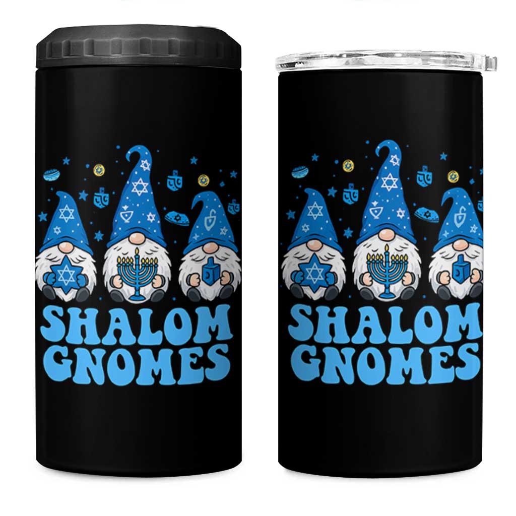 Happy Hanukkah 4 in 1 Can Cooler Tumbler Retro Groovy Eight Nights Lights - Wonder Print Shop