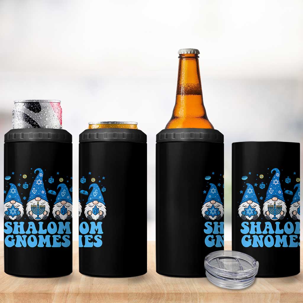 Happy Hanukkah 4 in 1 Can Cooler Tumbler Retro Groovy Eight Nights Lights - Wonder Print Shop