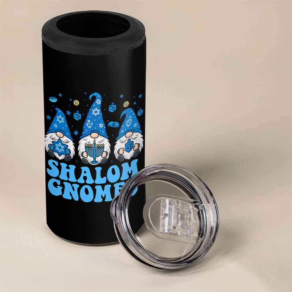 Happy Hanukkah 4 in 1 Can Cooler Tumbler Retro Groovy Eight Nights Lights - Wonder Print Shop