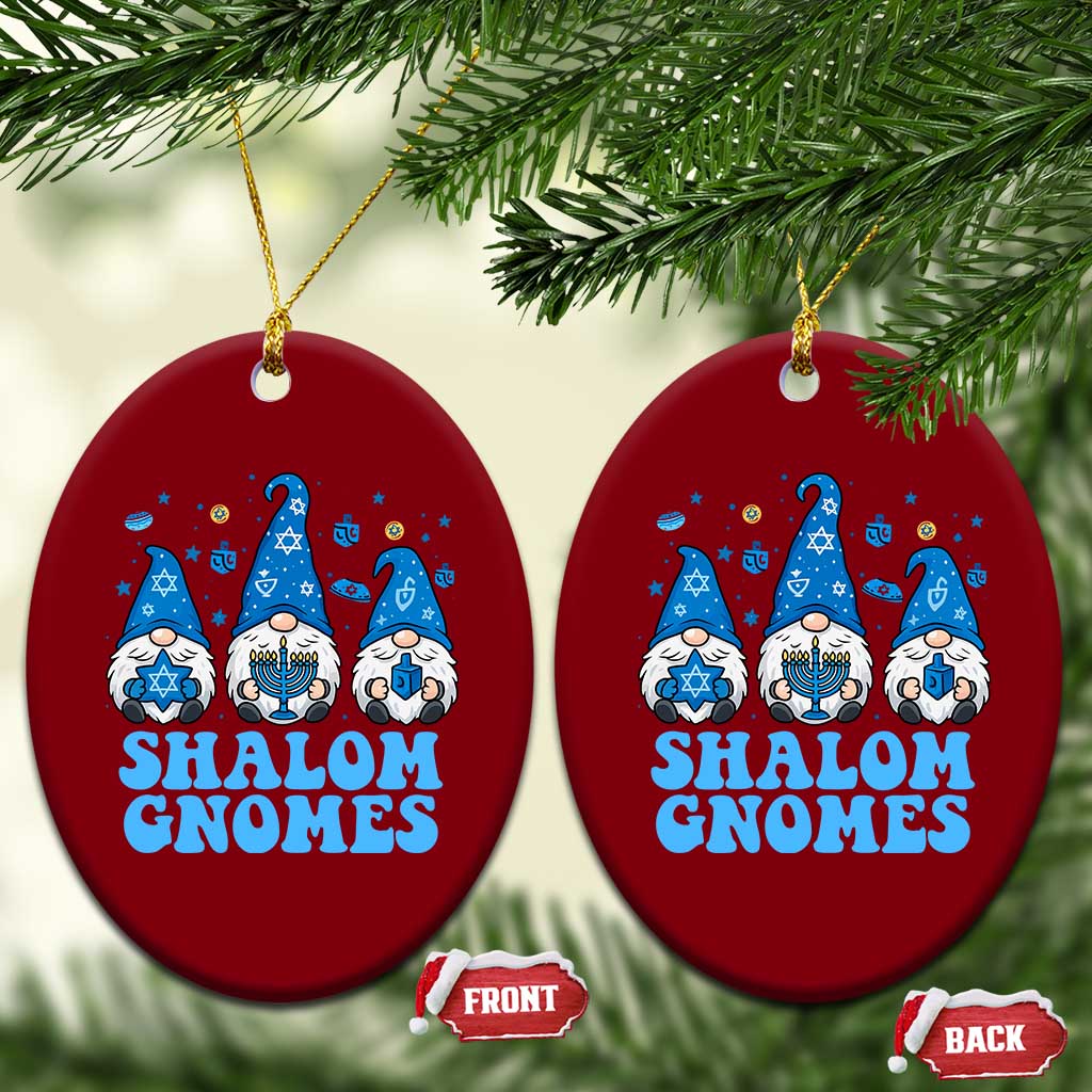 Happy Hanukkah Ceramic Ornament Retro Groovy Eight Nights Lights - Wonder Print Shop