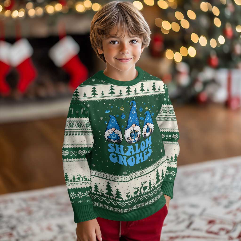 Happy Hanukkah Ugly Christmas Sweater Retro Groovy Eight Nights Lights - Wonder Print Shop
