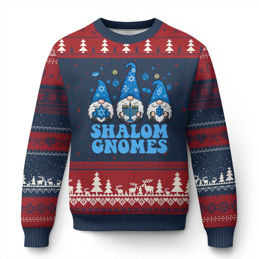 Happy Hanukkah Ugly Christmas Sweater Retro Groovy Eight Nights Lights - Wonder Print Shop