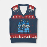 Happy Hanukkah V-Neck Knit Sweater Vest Retro Groovy Eight Nights Lights - Wonder Print Shop
