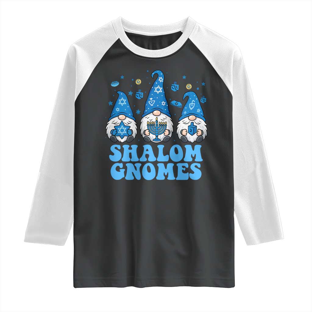 Happy Hanukkah Raglan Shirt Retro Groovy Eight Nights Lights - Wonder Print Shop