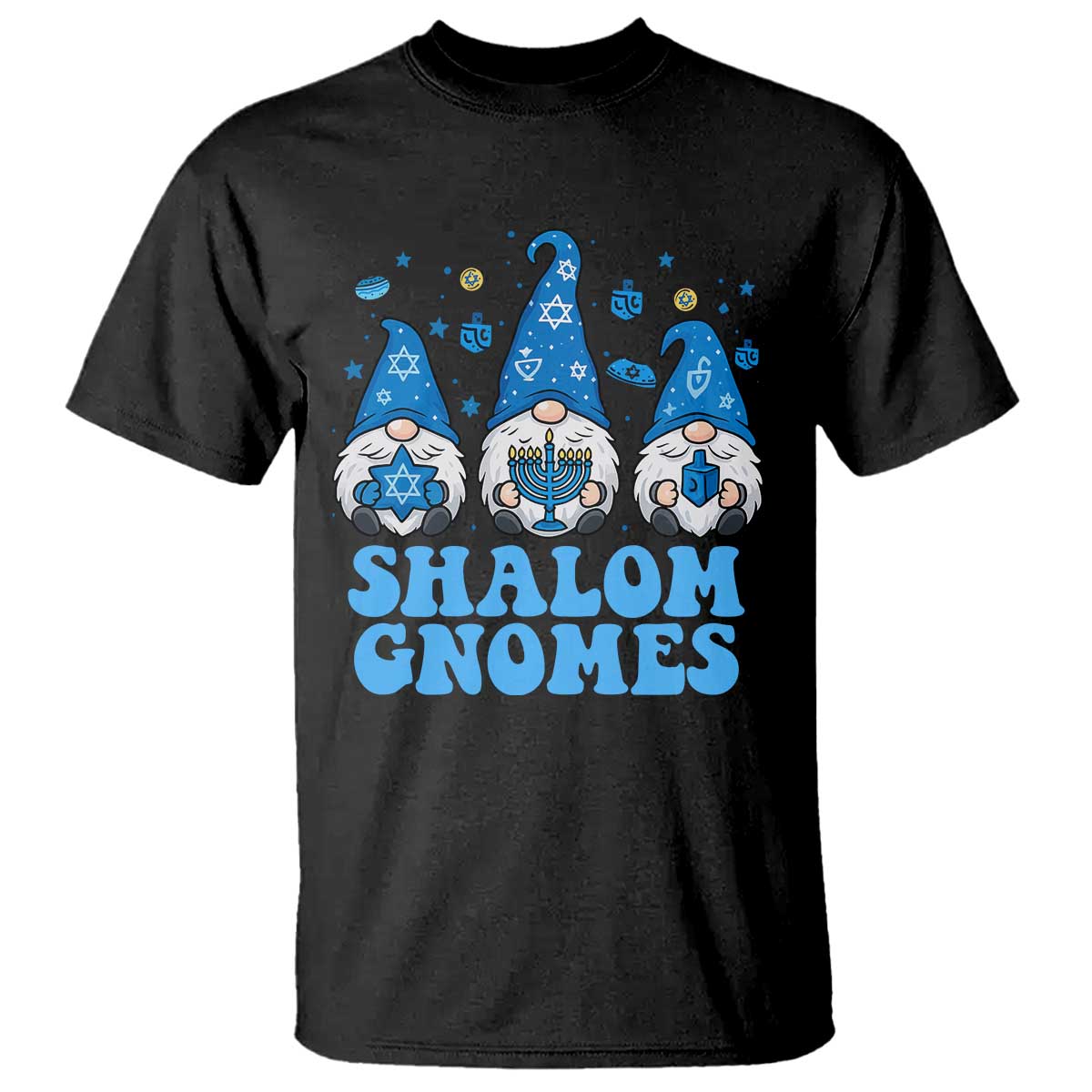 Happy Hanukkah T Shirt Retro Groovy Eight Nights Lights - Wonder Print Shop