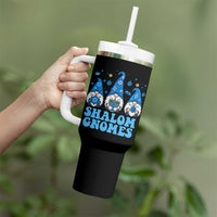 Happy Hanukkah Tumbler With Handle Retro Groovy Eight Nights Lights - Wonder Print Shop
