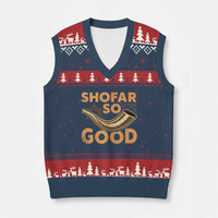 Shofar So Good V-Neck Knit Sweater Vest Funny Rosh Hashanah Jewish Holiday Gift - Wonder Print Shop
