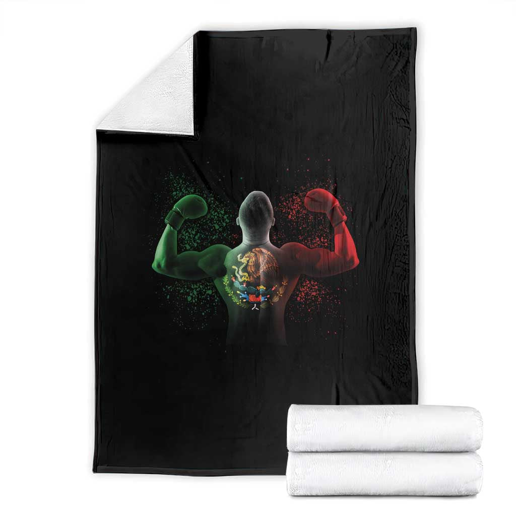 Mexican Boxing Throw Blanket Retro Vintage Watercolors Mexico Flag Boxer