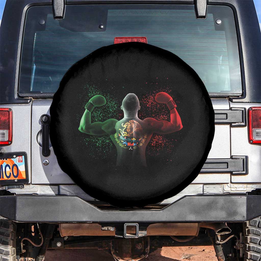 Mexican Boxing Spare Tire Cover Retro Vintage Watercolors Mexico Flag Boxer