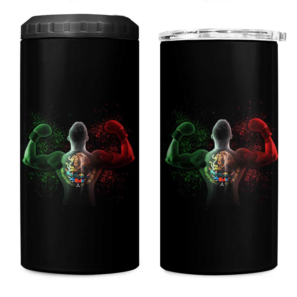 Mexican Boxing 4 in 1 Can Cooler Tumbler Retro Vintage Watercolors Mexico Flag Boxer