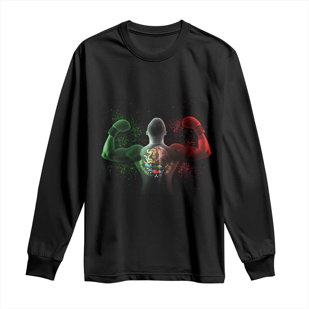 Mexican Boxing Long Sleeve Shirt Retro Vintage Watercolors Mexico Flag Boxer