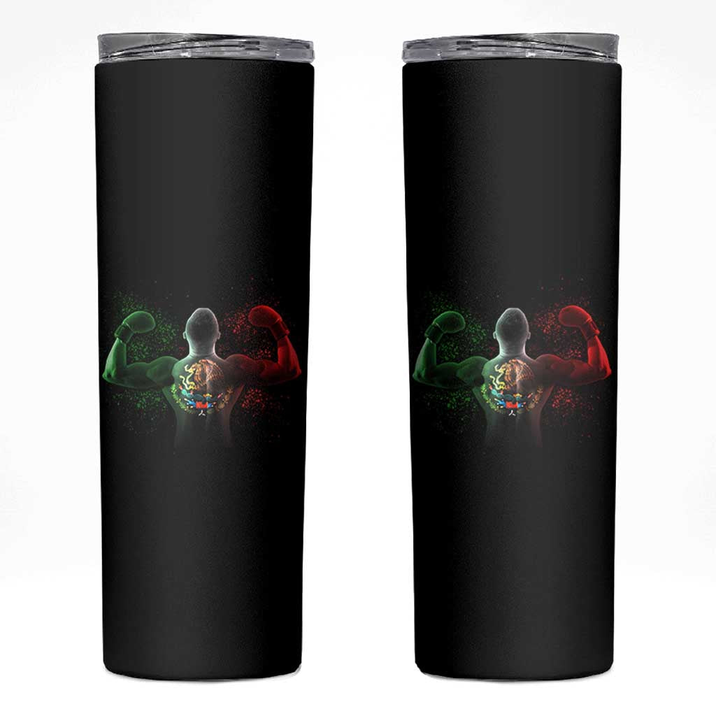 Mexican Boxing Skinny Tumbler Retro Vintage Watercolors Mexico Flag Boxer