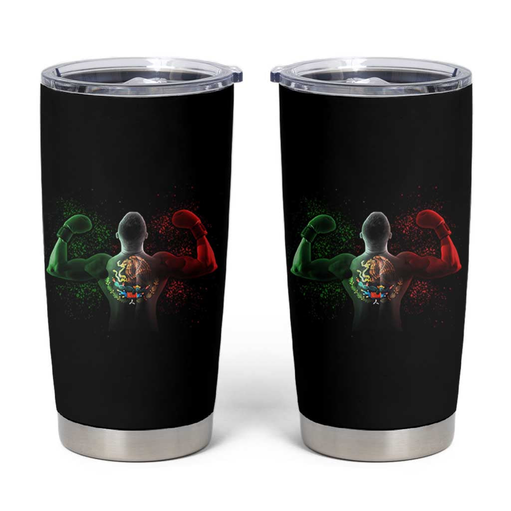 Mexican Boxing Tumbler Cup Retro Vintage Watercolors Mexico Flag Boxer