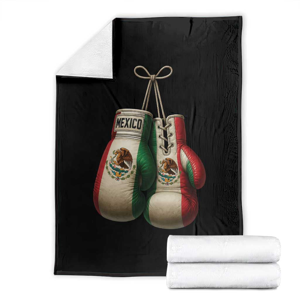 Mexican Boxing Gloves Throw Blanket Retro Vintage Mexico Flag Boxer