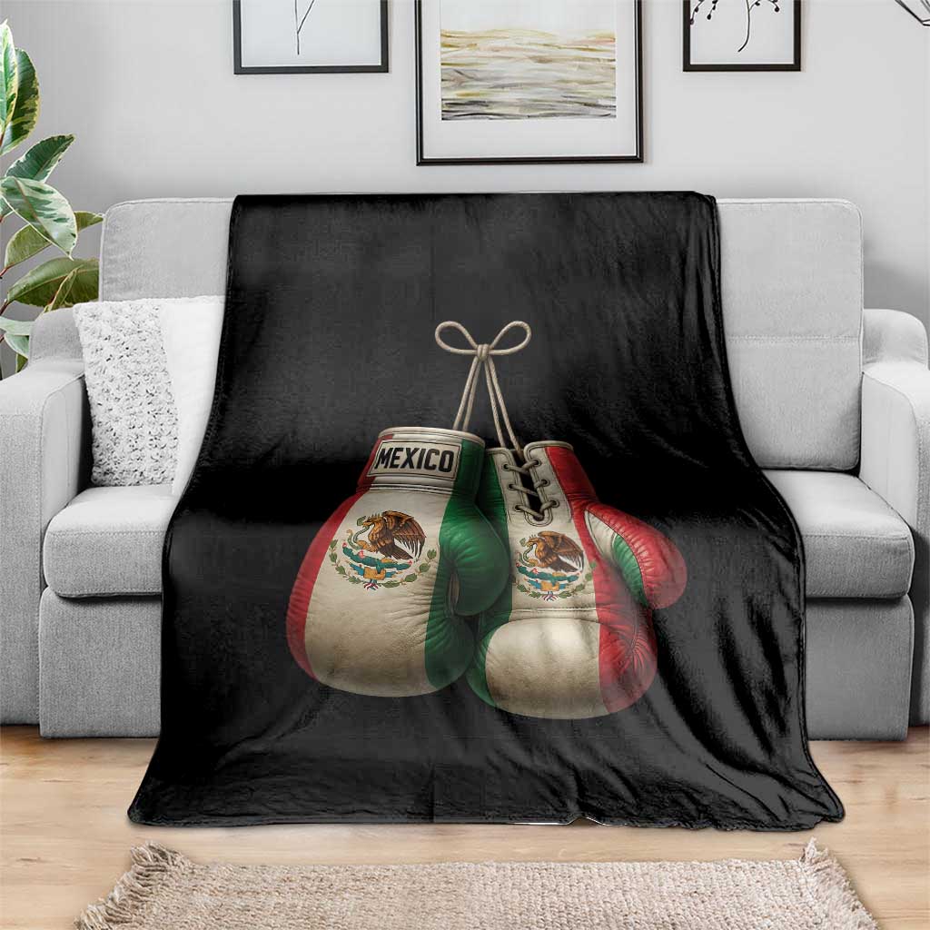 Mexican Boxing Gloves Throw Blanket Retro Vintage Mexico Flag Boxer
