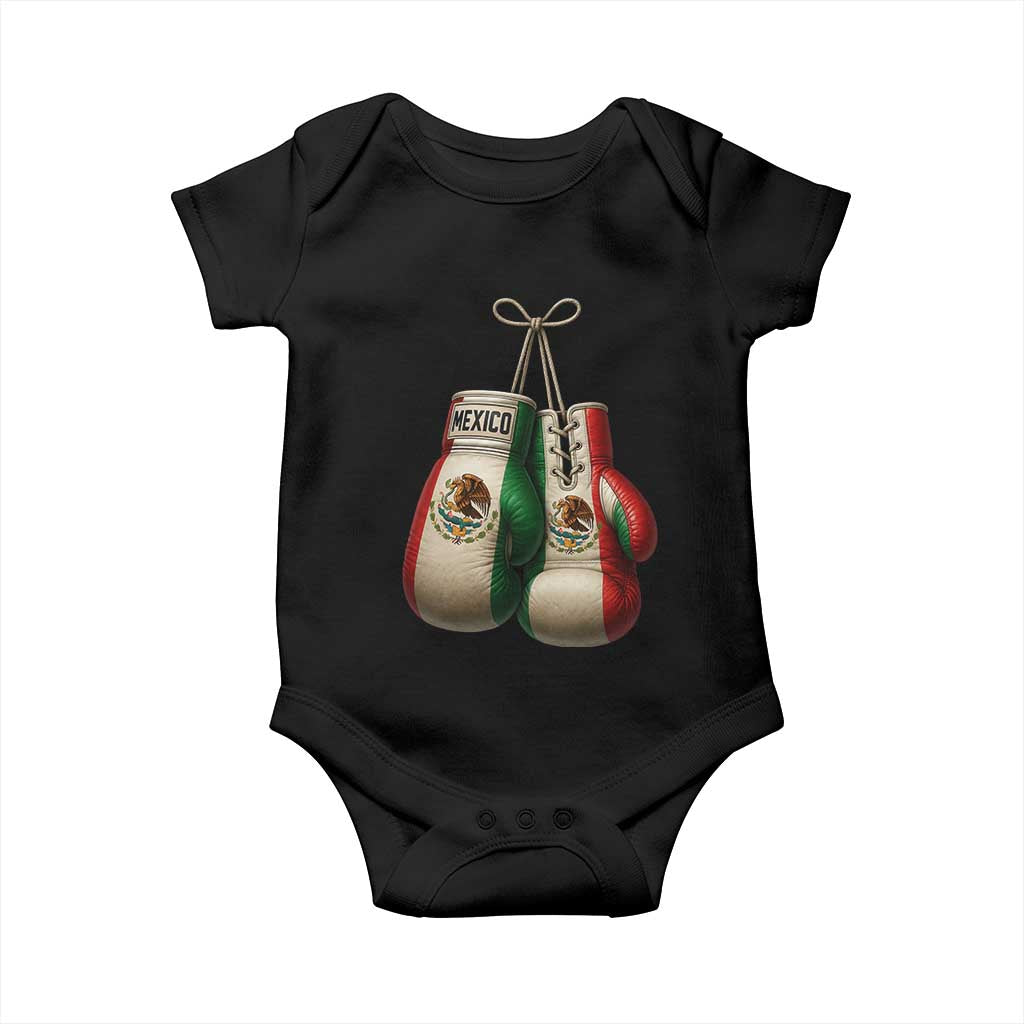Mexican Boxing Gloves Baby Onesie Retro Vintage Mexico Flag Boxer