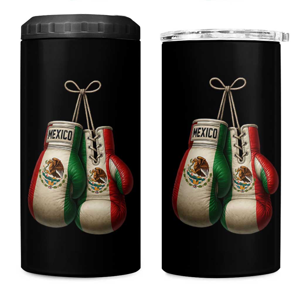 Mexican Boxing Gloves 4 in 1 Can Cooler Tumbler Retro Vintage Mexico Flag Boxer