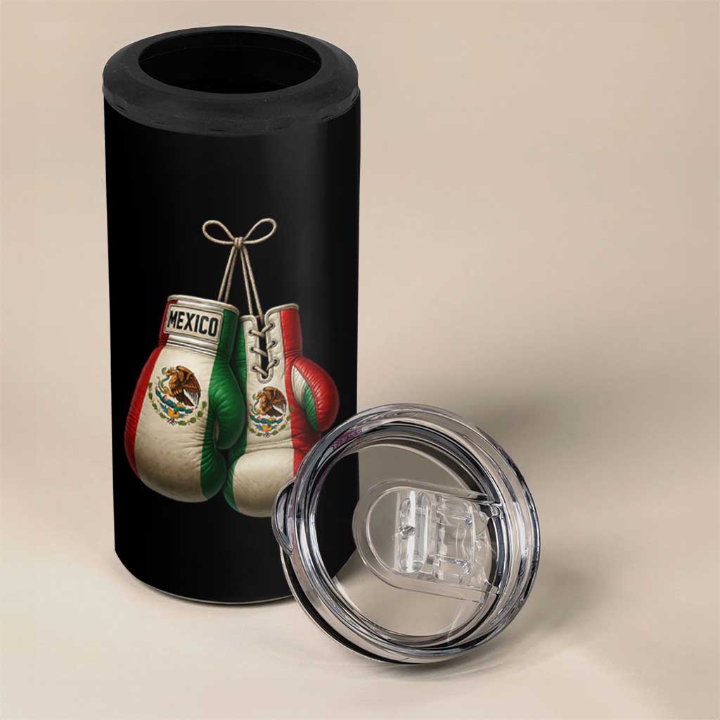 Mexican Boxing Gloves 4 in 1 Can Cooler Tumbler Retro Vintage Mexico Flag Boxer