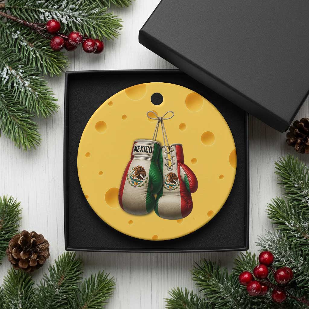 Mexican Boxing Gloves Ceramic Ornament Retro Vintage Mexico Flag Boxer