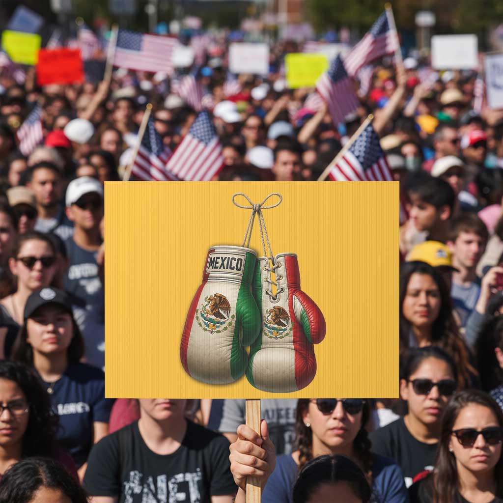 Mexican Boxing Gloves Protest Sign Retro Vintage Mexico Flag Boxer
