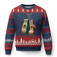 Mexican Boxing Gloves Ugly Christmas Sweater Retro Vintage Mexico Flag Boxer