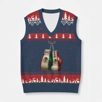 Mexican Boxing Gloves V-Neck Knit Sweater Vest Retro Vintage Mexico Flag Boxer