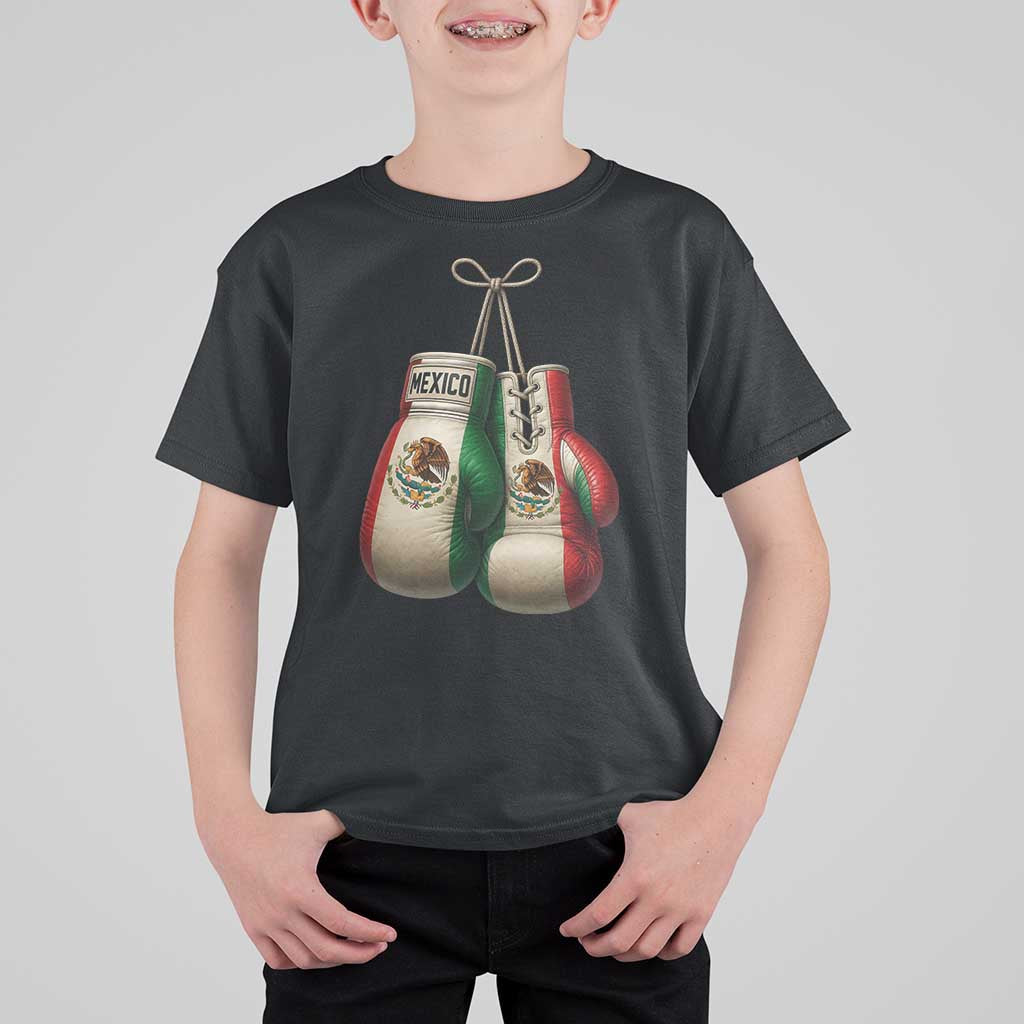 Mexican Boxing Gloves T Shirt For Kid Retro Vintage Mexico Flag Boxer