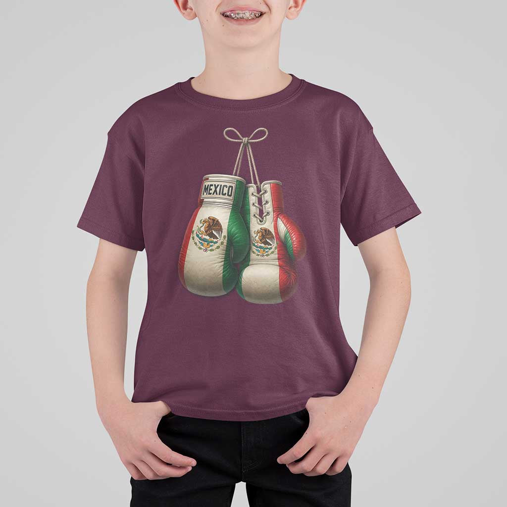Mexican Boxing Gloves T Shirt For Kid Retro Vintage Mexico Flag Boxer