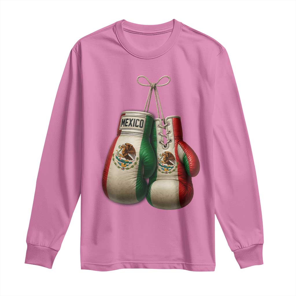 Mexican Boxing Gloves Long Sleeve Shirt Retro Vintage Mexico Flag Boxer