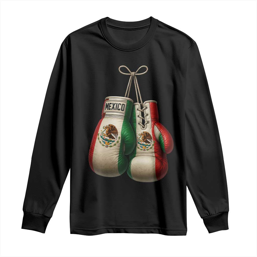 Mexican Boxing Gloves Long Sleeve Shirt Retro Vintage Mexico Flag Boxer