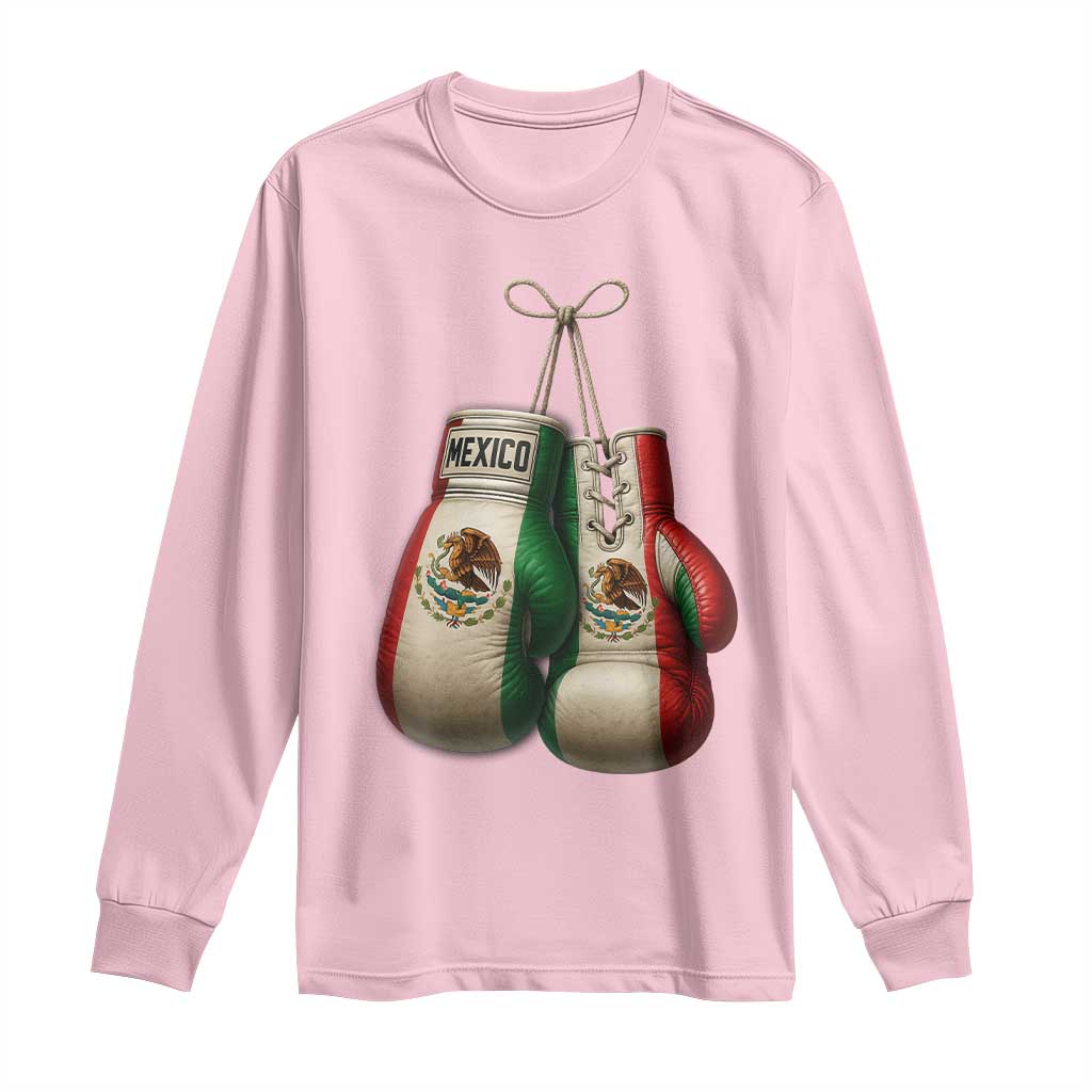Mexican Boxing Gloves Long Sleeve Shirt Retro Vintage Mexico Flag Boxer