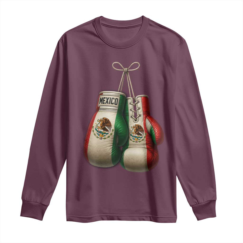 Mexican Boxing Gloves Long Sleeve Shirt Retro Vintage Mexico Flag Boxer