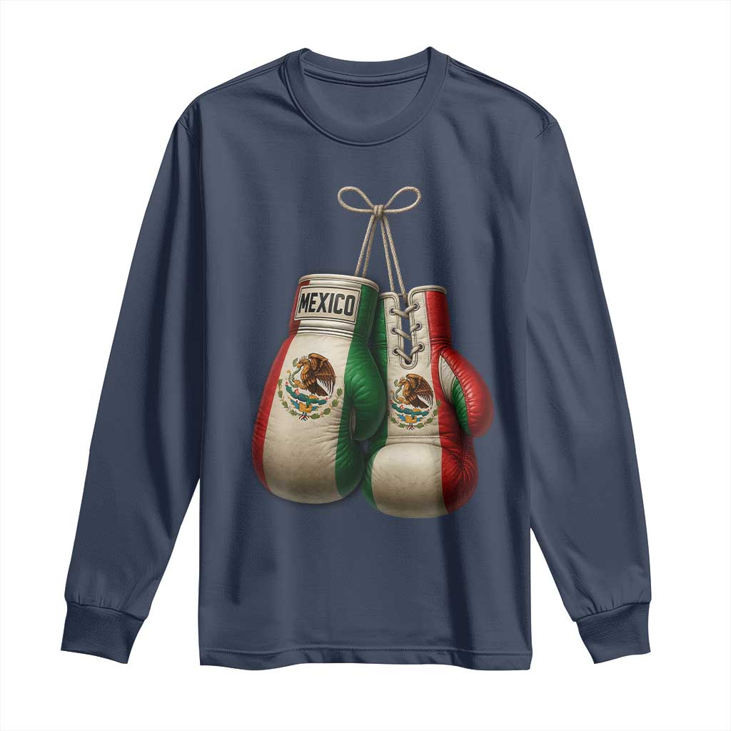 Mexican Boxing Gloves Long Sleeve Shirt Retro Vintage Mexico Flag Boxer