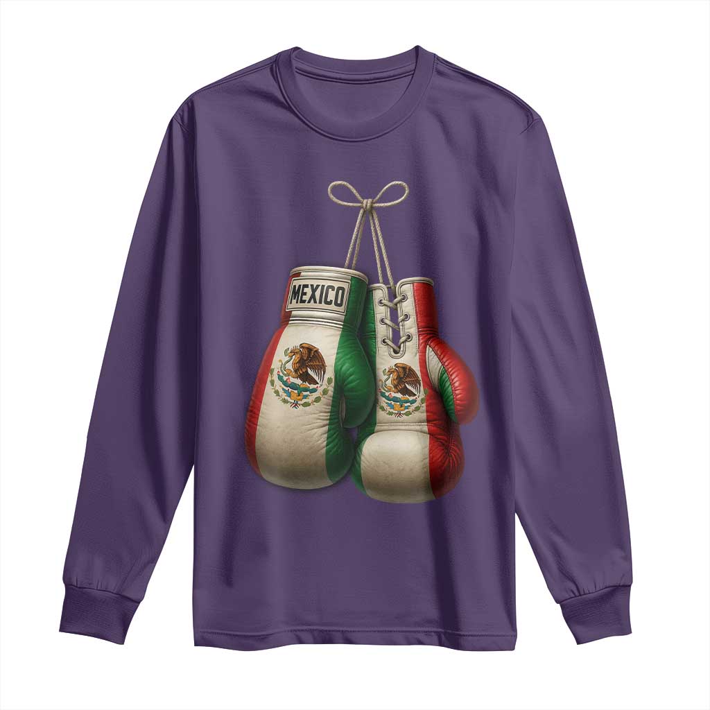 Mexican Boxing Gloves Long Sleeve Shirt Retro Vintage Mexico Flag Boxer