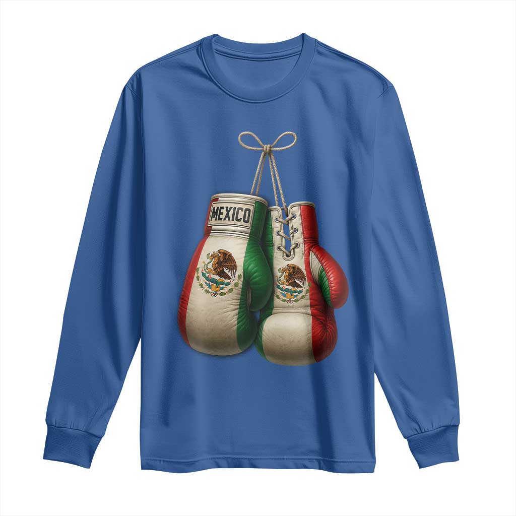 Mexican Boxing Gloves Long Sleeve Shirt Retro Vintage Mexico Flag Boxer