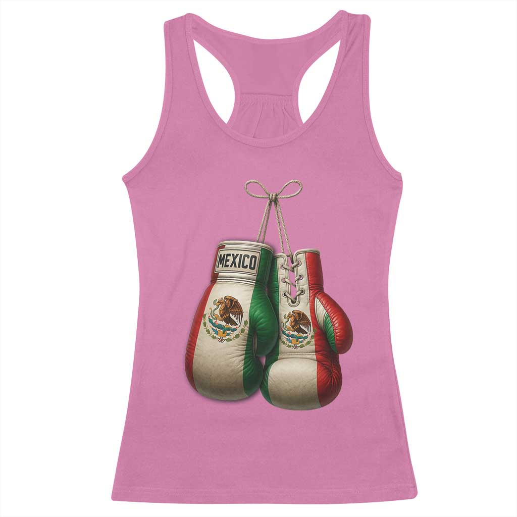 Mexican Boxing Gloves Racerback Tank Top Retro Vintage Mexico Flag Boxer