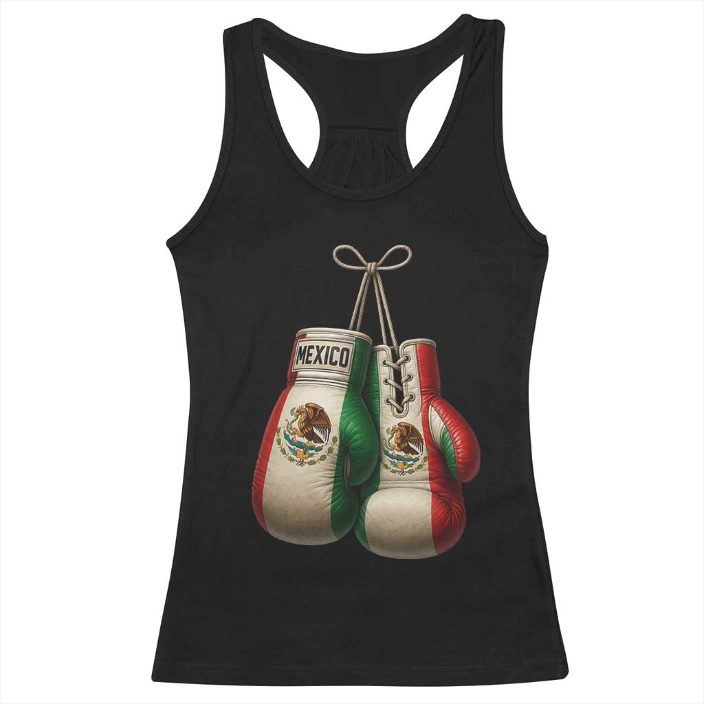 Mexican Boxing Gloves Racerback Tank Top Retro Vintage Mexico Flag Boxer