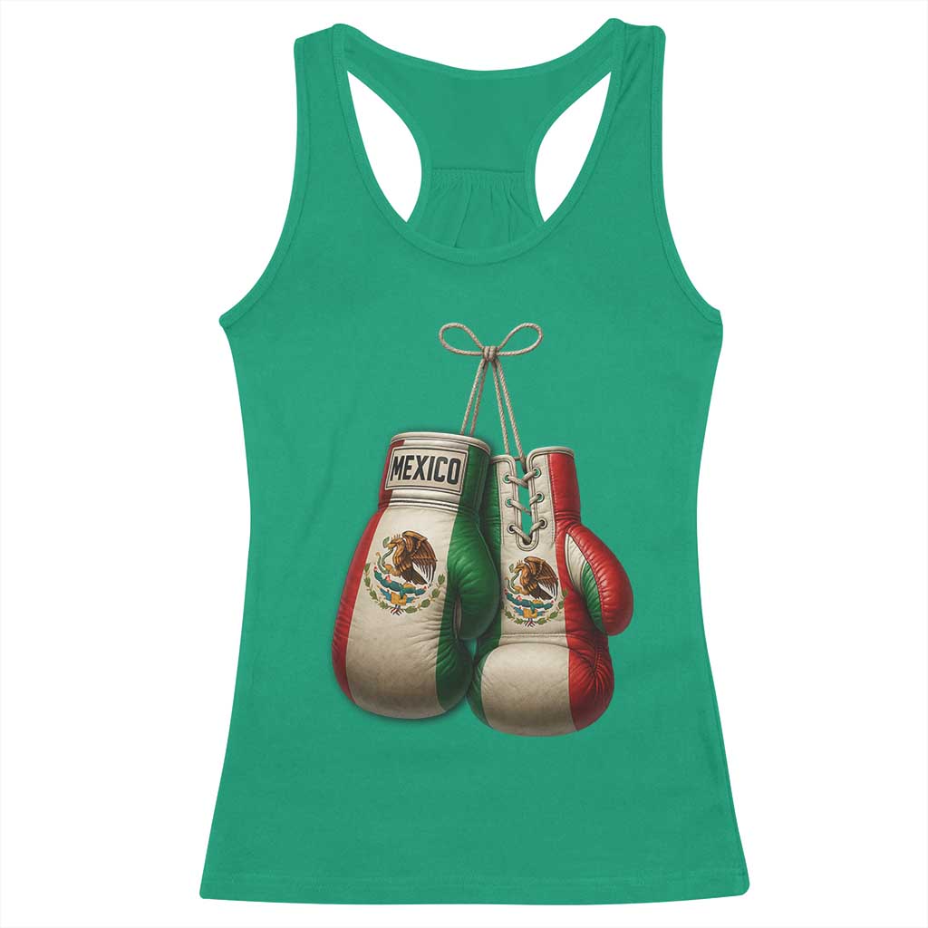 Mexican Boxing Gloves Racerback Tank Top Retro Vintage Mexico Flag Boxer
