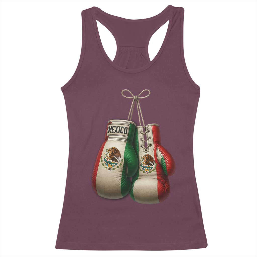 Mexican Boxing Gloves Racerback Tank Top Retro Vintage Mexico Flag Boxer