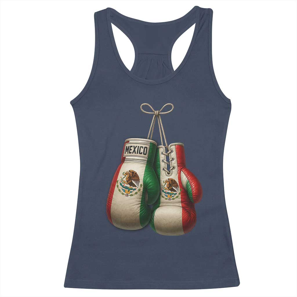 Mexican Boxing Gloves Racerback Tank Top Retro Vintage Mexico Flag Boxer