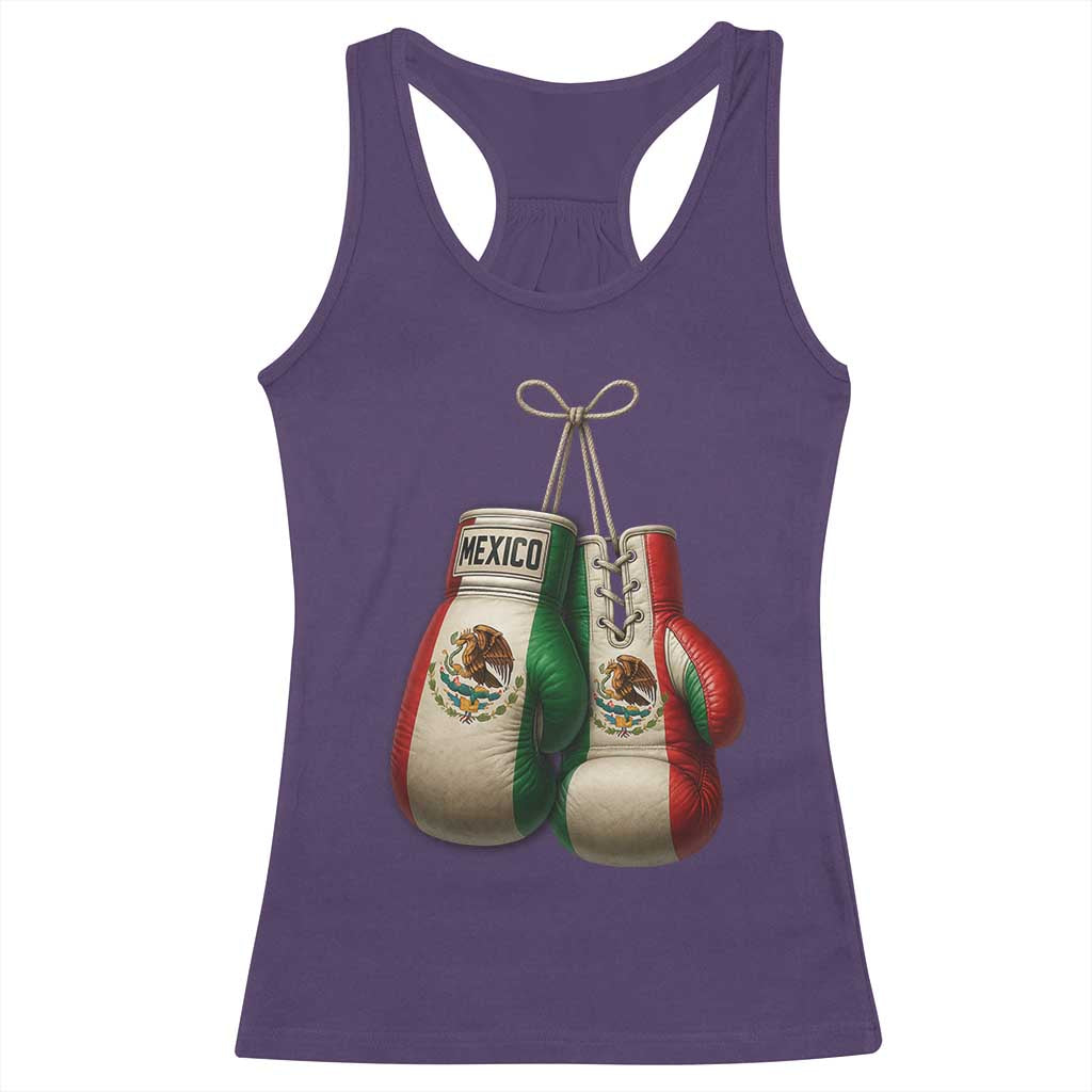 Mexican Boxing Gloves Racerback Tank Top Retro Vintage Mexico Flag Boxer