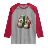 Mexican Boxing Gloves Raglan Shirt Retro Vintage Mexico Flag Boxer