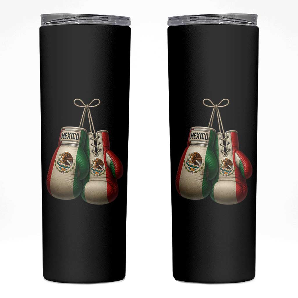 Mexican Boxing Gloves Skinny Tumbler Retro Vintage Mexico Flag Boxer